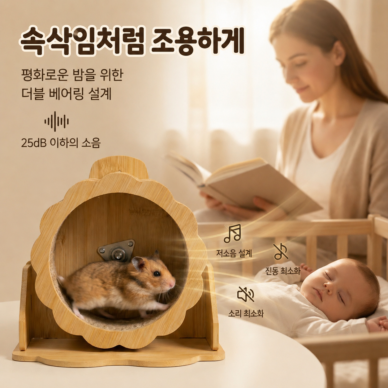 햄스터 러닝휠 운동 장난감 대나무 원목 쳇바퀴 골든햄스터 용품